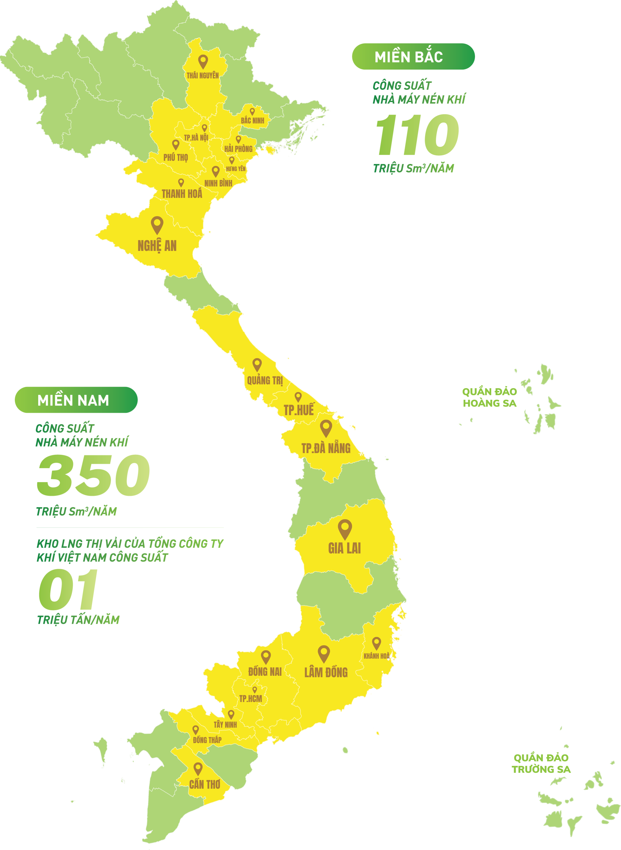 Bản đồ thị phần cung cấp khí CNG và LNG của CTCP CNG Việt Nam
